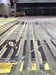 cleaning a contaminated gym floor