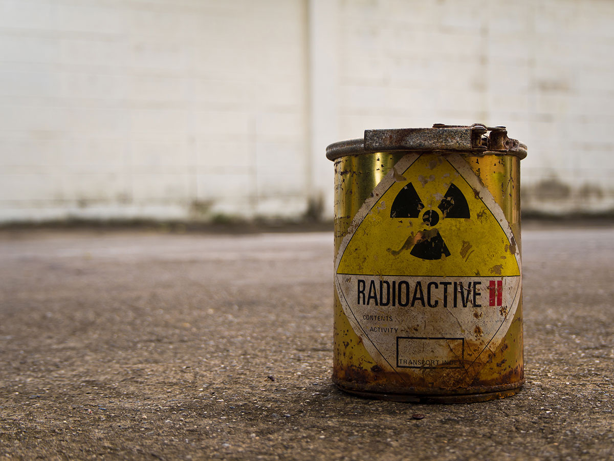 gold barrel of radioactive waste