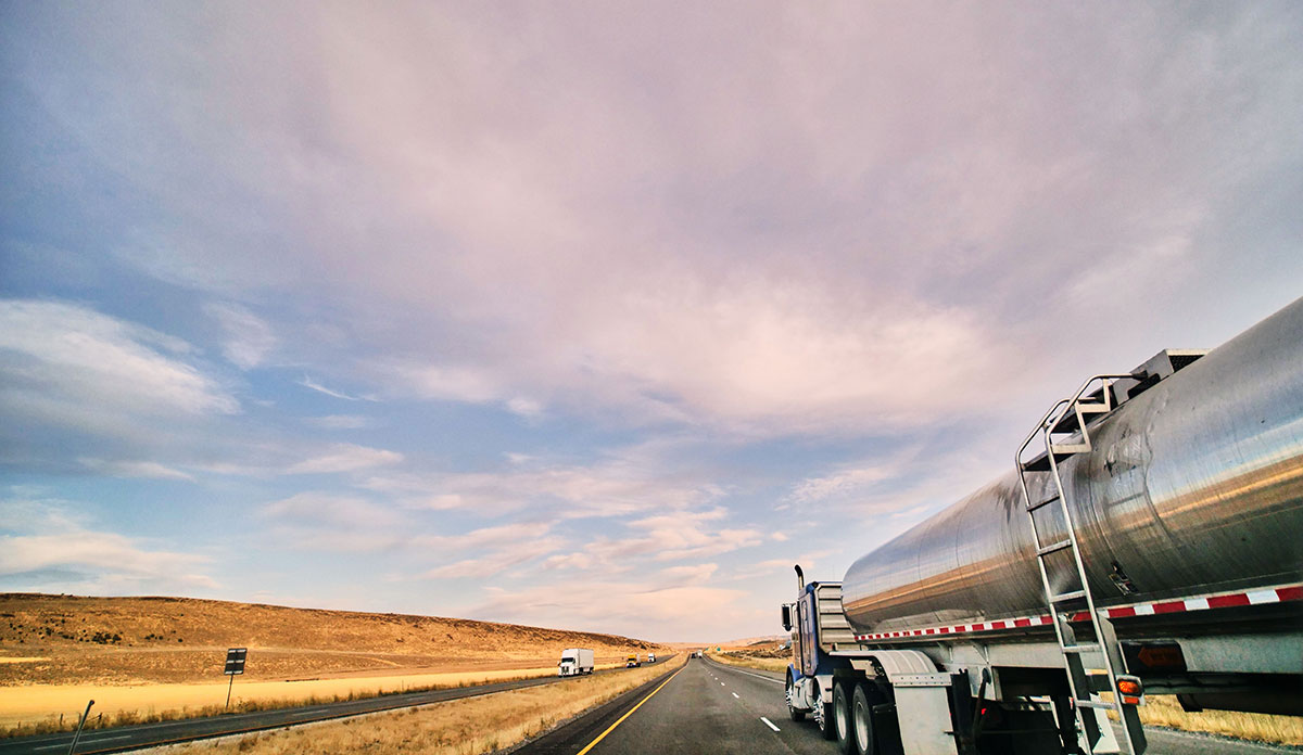 tanker truck on a highway in the West