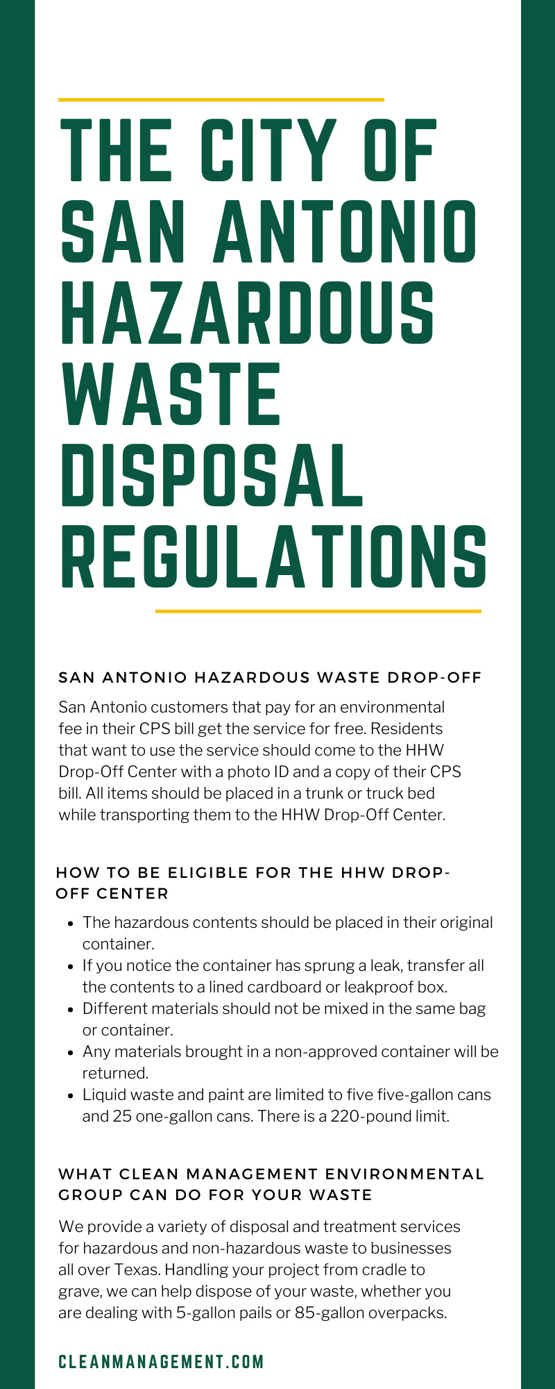 The City of San Antonio Hazardous Waste Disposal Regulations