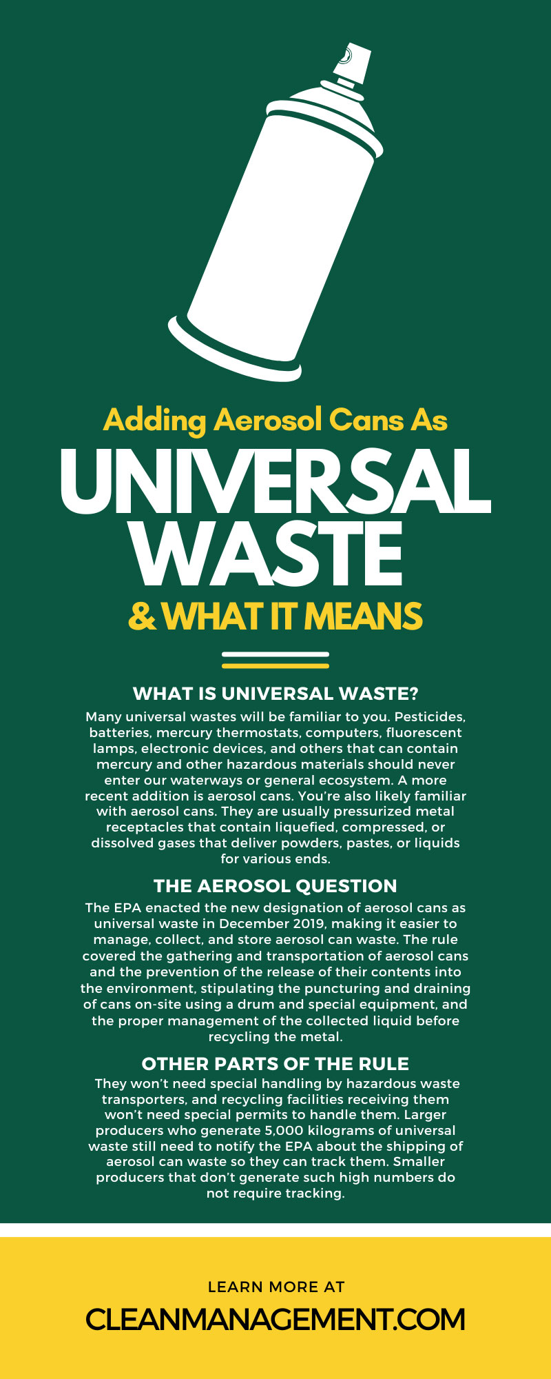 Adding Aerosol Cans as Universal Waste & What It Means